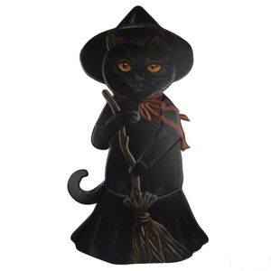 Halloween Witchcore Whimsigoth Black Cat Witch Metal Sign Porch Leaner